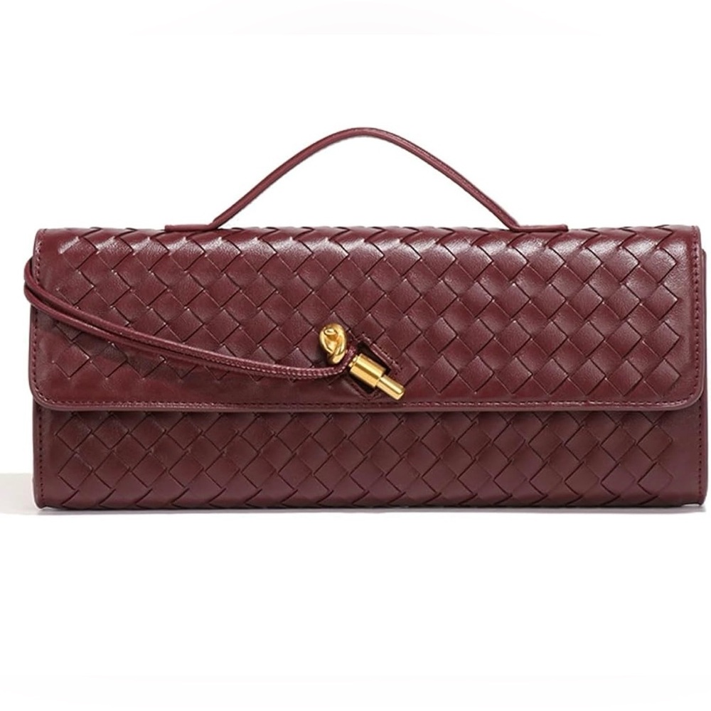 Trendy Woven Evening Clutch Underarm Shoulder Cute Satchels PU Leather